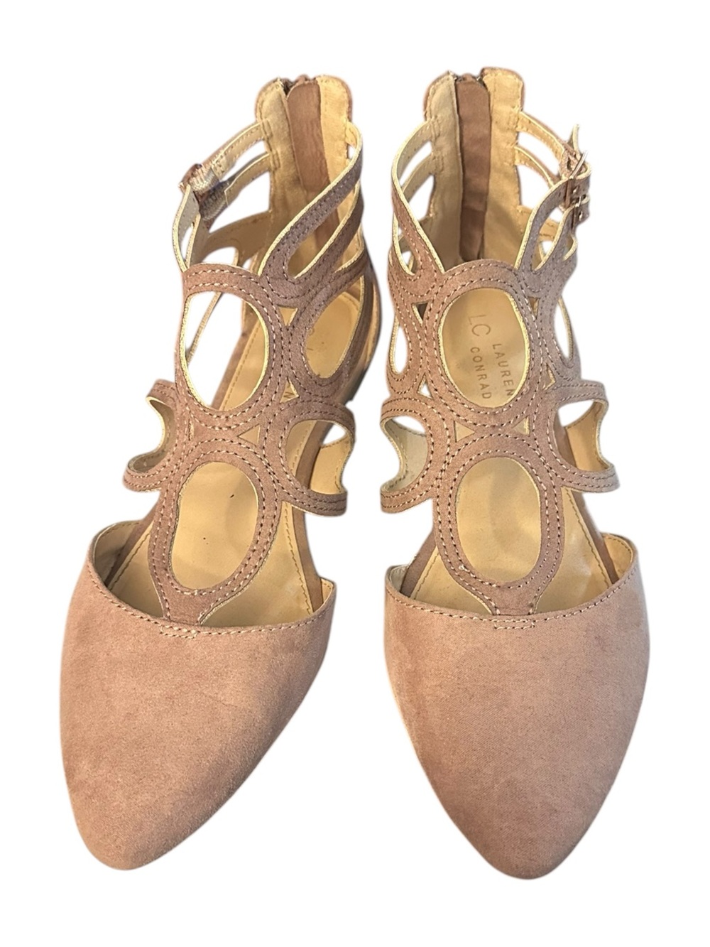 LC Lauren Conrad Women’s Mauve POEM Cutout Pointed Flats. Soft Suede